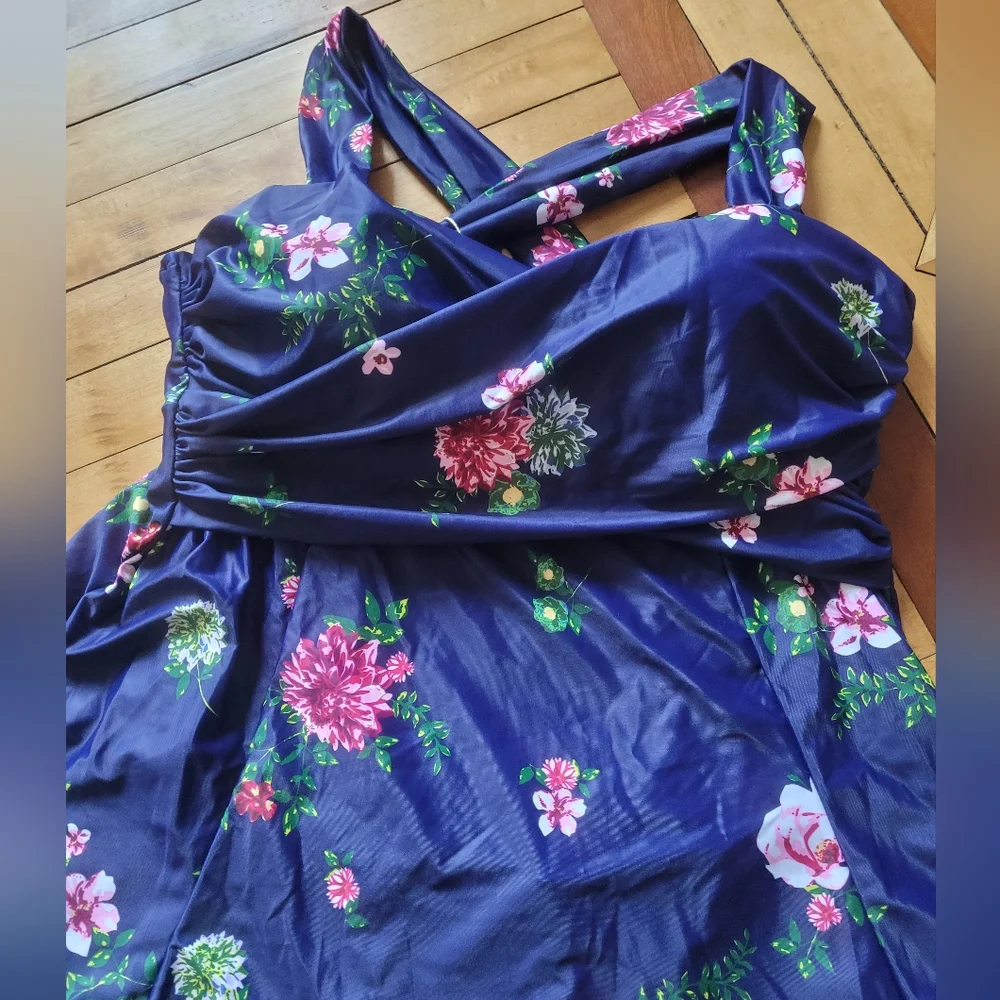 Floral Navy One-Piece Swimsuit - Picture 4 of 7